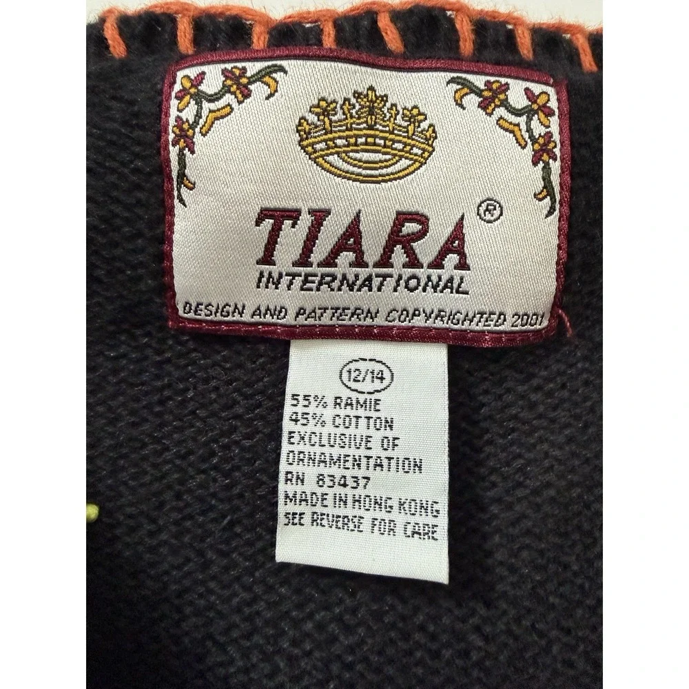 VTG Tiara International Ugly Sweater Cardigan Halloween Childs L  12/14 Buttons